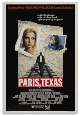 REOTTO Paris Texas Movie Poster Dekorative Malerei Leinwand Wandkunst Wohnzimmer Poster Schlafzimmer Malerei,Wandkunst Bilddruck Moderne Familienzimmer Dekor 16x24inch(40x60cm)