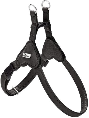 HUNTER Hundegeschirr SOHO MINI, Farbe: schwarz, Rindsleder, weich & geschmeidig, fellschonend, leicht, für kleine Hunde & Welpen, Made in Germany, Größe: XS