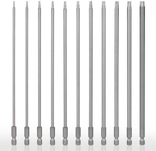CPROSP 11 punte Torx da 200 mm, lunga punta Torx T6, T7, T8, T9, T10, T15, T20, T25, T27, T30, T40, S2, testa a stella
