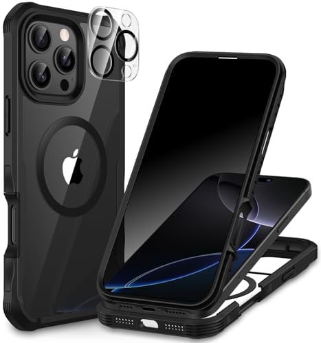 CENHUFO Compatible with iPhone 16 Pro Max Privacy Case Fits Magsafe, Built-in Privacy Screen Protector with Lens Protector, 360 Full Body Protective Phone Case for iPhone 16 Pro Max 6.9 Inch -Black