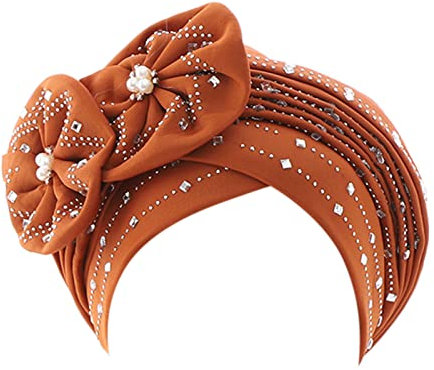 Hijab Set Damem Muslimische Islamische Kopftücher Blumen Knot Plissee Boho Turban Hut Niedlich Naher Osten Hijabkopftuch Indische Kopftuch Leichtes Schal Elegante Halstuch