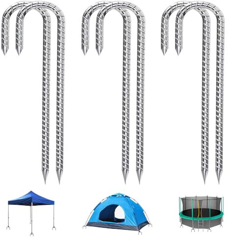 Everpwr Erdanker Bodenanker 6 Stück, heringe erdnägel stabil 30CM, Zeltheringe Sturmsicher Bodenhaken Stabil Zeltheringe Stahl Trampolin Befestigung für Camping Zelten VordäCher Outdoor