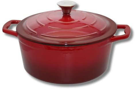 Elo 3062626 - Olla de hierro fundido esmaltado rojo cereza, olla de inducción (26 cm, 4,5 L), color rojo
