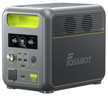 FOSSiBOT Centrale Elettrica Portatile F1200, 1024Wh LiFePO4 Batteria Generatore Solare,2 1200W AC Uscite, 0-80% in 45 Minuti,UPS, Power Station Portatileper Campeggio, Viaggio