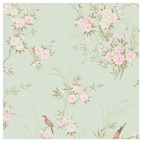 Shabby Chic by Rachel Ashwell Bird Chinoiserie Green Floral Wallpaper