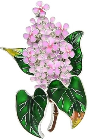 1 broche en émail lilas fleur clou de girofle 4 couleurs, 5,3 x 3,3 cm, Métal Zinc Fer, Amazonite