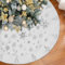 Miaikoe Christmas Tree Skirt, 90CM Silver Snowflake Christmas Trees Splicing White Faux Fur Thick Plush Xmas Tree Skirt for Holiday Christmas New Year Decorations (White/Silver)