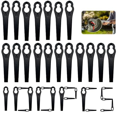 Rasentrimmer Messer, 100 Stück Ersatzmesser Rasentrimmer, Rasentrimmer Zubehör Ersatzklingen Kunststoffmesser Set für Akku Rasentrimmer Einhell (100PCS-Schwarz)