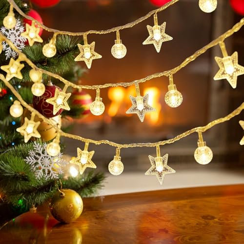 20 LED Catena Luminosa Fata Luci Stelle Batteria, Luci di Decorazione Natalizia, 3m LED Filo Illuminazione Natalizia, Luci Natale Esterno, Luci Stringa LED Decorative per Camera Feste Matrimonio