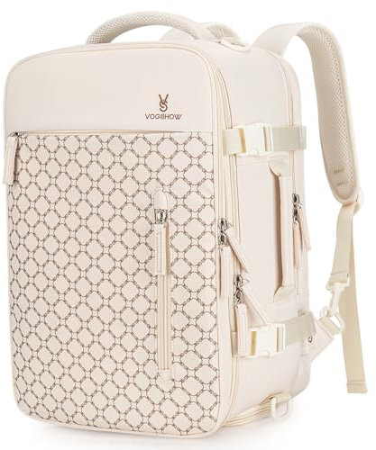 Vogshow für Easyjet Handgepäck 42x20x30 Carry-On Rucksack Wasserdicht Reiserucksack mit 17.3 Zoll Laptopfach 30L Beige