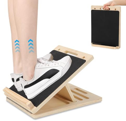 Professionelles Wadendehner Schrägbrett aus Holz, Verstellbares mit 4 Neigungswinkel, Langlebig mit Rutschfester, Tragbares Slant Board, Wadenstrecker für Wadenstreckung Übung Körper Gleichgewicht