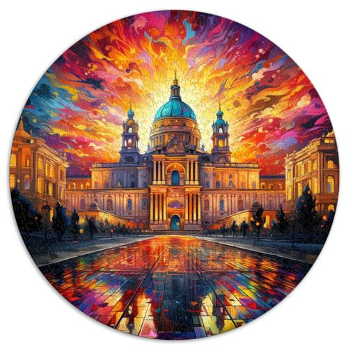 1000-teiliges Puzzle für Erwachsene, Palacio Real de Madrid, runde Puzzles, geeignet für Erwachsene und Jugendliche ab 12 Jahren, Kartonpuzzle, Heimdekorations-Puzzlespielzeug, Größe 67,5 x 67,5