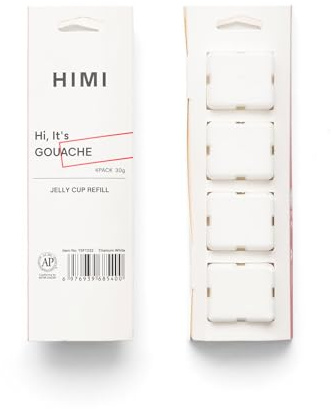 HIMI Gouache Paint Jelly Cup - Recambio de 4 unidades de 30 g, pintura de un solo color para artistas y pintores aficionados, diseño único en gelatina de pigmento rico (blanco)