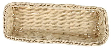 Alipis Small White Rattan Cutlery Basket Household Woven Table Organizer Desktop Storage Tray for Kitchen and Dining
