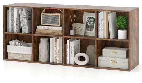 COSTWAY Bücherregal, Bücherschrank mit 8 Fächern, Büroregal, Würfelregal, vertikal oder kopfüber verwendbar, Standregal, Aufbewahrungregal für Wohnzimmer, Schlafzimmer, Büro, 121,5 x 29 x 61 cm