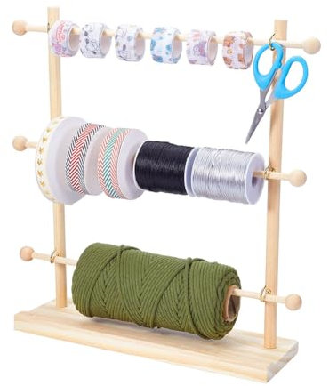 NBEADS Organizzatore di Nastri, Supporto per Nastri In Legno Supporto per Rocchetti di Nastri per La Stanza Dei Lavori Manuali, Artigianato per confezioni Regalo con Fiorista, 11.3X34.2X40.5cm