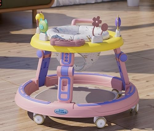 Maycoly Multifunktionale Lauflernhilfe mit Musikspielzeug, Fußstütze, 360-Grad-Stummschaltung, 6 Räder, 360° Rotating Seat Baby Lauflernhilfen, zur Faltbar, für Babys ab 6 Monaten Geeignet