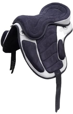 Brama West Sattel baumlos “Safety“- Sitzgröße 16“ - für alle Pferdetypen - inkl. Steigbügelriemen & Sattelgurt (Grau)