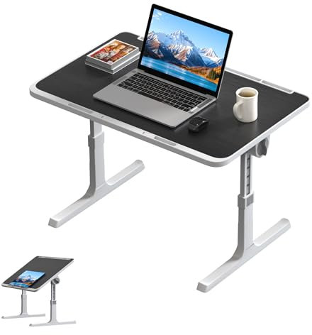 YRHome Betttisch Höhen- & Neigungsverstellbarer Laptoptisch für Bett & Sofa - 60x40cm Klappbarer Notebooktisch Lapdesk mit Tablet-Kerbe Stabiler Betttisch für Couch, Boden & Homeoffice - Schwarz