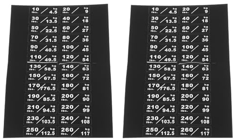 Briny River 2 Stück 10–260 Lbs/4,5–117 Kg Gewichtsstapel-Etiketten 4,5 X 1,4 cm Aufkleber für Fitnessgeräte für Meisten Fitnessgeräten