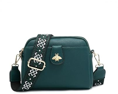 JFY Women's Bee Badge And Canvas Strap Cross Body Bag