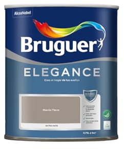 Bruguer Elegance Pintura Monocapa Extra Mate para Paredes y Techos, Interior y Exterior protegidos, Ultra Lavable, Resistente al Desgaste y Manchas, Con conservante Antimoho, Marrón Tierra 750 ml