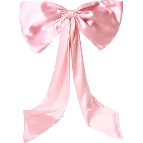 Grande fiocco rosa per decorazione della stanza, 101,6 x 61 cm, nastro di raso, decorazione per compleanno, decorazione da parete gigante rosa pastello da appendere per gli amanti della ballerina