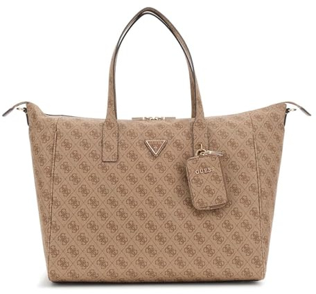 GUESS Sac de Voyage pour Ordinateur Portable Latona Carryon Large Tote Latte Logo Marron Clair