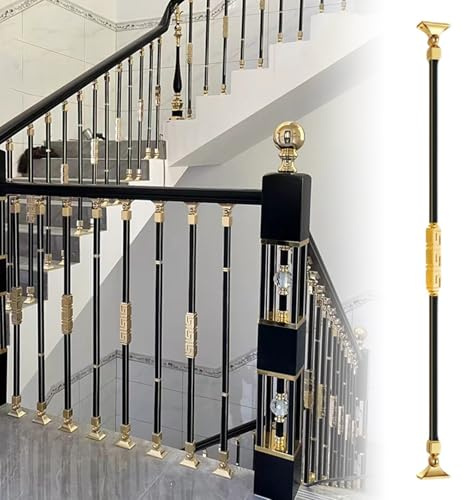 Treppengeländer innen,95cm Geländer treppe Metalltreppenpfosten mit verstellbarer Deckplatte, for Treppen- und Verandahandläufe(1Pack)