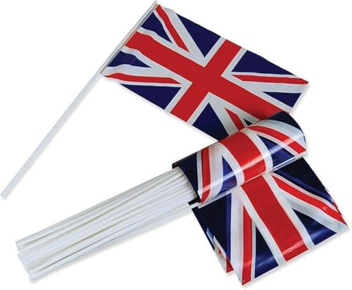 48 Stück Union Jack Handflaggen winkende kleine Flaggen Royal Street Party Feiern Sportveranstaltungen Pub BBQ Auto Dekorationen