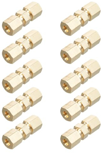Ausla Raccord à Compression 3/16 Pouces, Adaptateur de Conduite de Frein en Cuivre et Laiton de qualité Supérieure, Installation Rapide, Comprend 5 Paquets pour Camions et Remorques (10pack)