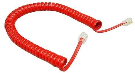 Generico Cavo telefonico a Quattro Nuclei Cavo telefonico a Spirale modulare da 6 Piedi 1,85 m/pz Nero/Rosso Bianco Riccio(Red)