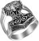 JewelryWe Ringe Herren Thors Hammer: Biker Herren-Ring Edelstahl Retro Thor Hammer Band Bandring Wikinger Ring mit Gravur Schwarz Silber Größe 57