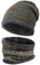 Indicode Herren Siracusa Winter-Set Mütze & Schal | Strick Wintermütze Winterschal Brindle, One Size
