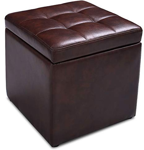 DREAMADE Sitzwürfel mit Stauraum, Sitzhocker Sitzbank, Hocker Aufbewahrungsbox Fußbank, Farbwahl, PU, 40 x 40 x 40 cm (Braun)