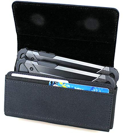 aubaddy Horizontal Dual Phone Holster Tasche für zwei Handys, Nylon Double Decker Gürtelclip Tasche für iPhone 12 12 Pro 11 Pro XR XS Huawei P30 P40 Samusng Note 10 Galaxy S21 S20 S10 mit dünner Hülle