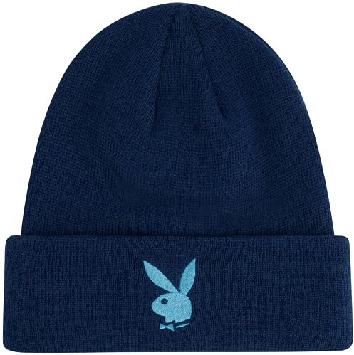 Concept One Playboy Beanie Mütze Cuffed Knit Winter Cap mit Logo, Marineblau, Einheitsgröße