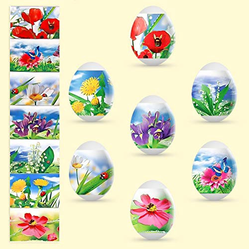 Slco OsternFrühling Ostereier Eieraufkleber Eierfarben Oster Dekorbanderolen, 7 Verschiedene Motive in Packung