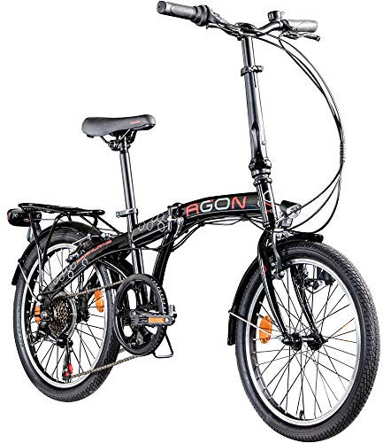 AGON Parklane 20 Zoll Klapprad Fahrrad Faltrad Klappfahrrad 20 StVZO 6 Gänge Urban Bike (schwarz/rot, 33 cm)