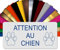 Plaque Attention Au Chien Autocollante – Plaque De Maison PVC Adhésive 10 x 5 cm – 21 Couleurs Disponibles (Blanc écrit Bleu)