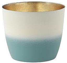 Gift Company - Madras - Windlicht - Teelichthalter - mit schönem Farbverlauf - Weiß Blau - Metall - mit Metallic Beschichtung - Maße: (ØxH) 10 x 8,5 cm