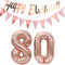 Luftballons 80.geburtstag deko frauen rosegold+Happy Birthday Girlande +Wimpelkette 40Zahlen Ballon 80 Luftballons 80 Jahre Geburtstag Dekoration frau Geburtstagdeko 80 Geburtstag deko rosegold(80)