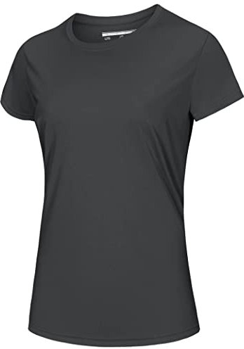 MAGCOMSEN Sport Tshirt Damen Fitness Atmungsaktiv Laufshirt UPF50+ Funktionsshirt Kurzarm Locker für Fitness, Yoga, Laufen Dunkelgrau S