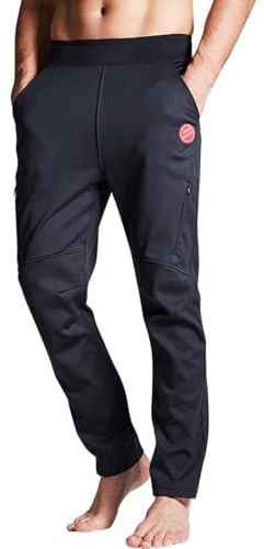 Souke Sports Herren Fahrradhose Lang Winter Thermo wasserdichte Radhose | Warme Radlerhose Lang mit Fleecefutter,Winddichte Fahrrad Winterhose,Atmungsaktive Radfahrerhose für Outdoor