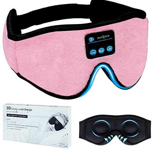 ZUXNZUX Schlafmaske Frauen und Herren, 3D Augenmaske Schlafmaske mit Bluetooth-Kopfhörer, Verstellbarem Schlafkopfhörer Bluetooth für Reisen, Yoga, Schlafen, Schlafmaske für Seitenschläfer