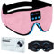 ZUXNZUX Masque de Sommeil Bluetooth 3D Masque de Nuit Sommeil Pour Dormir Faire la Sieste Voyager Yoga Méditation femme et Homme - Rose