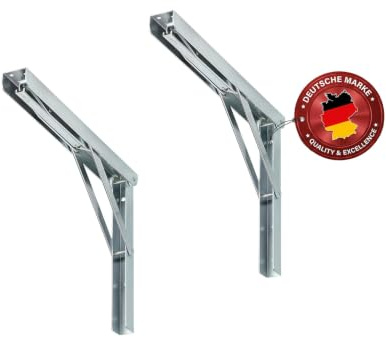 siwitec Klappkonsole Regalträger 70-90° Arretierung verzinkt 400x270mm | bis 120 kg Traglast pro Konsolenpaar, platzsparend einklappbar für Garage oder Balkon, korrosionsgeschützt langlebig
