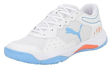 PUMA Unisex Adults' Sport Shoes SOLARSMASH RCT Tennis Shoes, PUMA WHITE-PUMA BLACK-TEAM LIGHT BLUE, 47