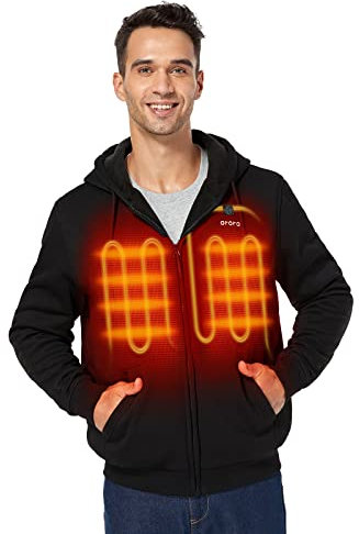 ORORO Beheizbarer Hoodie Damen Herren mit Akku Beheizte Sweatshirt Kapuzenpullover Unisex - Ladegerät Nicht Enthalten (Schwarz, M)