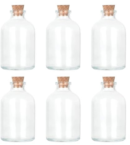 Magic Season Bouteilles en Verre Rondes Décoratives avec Bouchons en Liège (6 Pièces / 50 ML)
